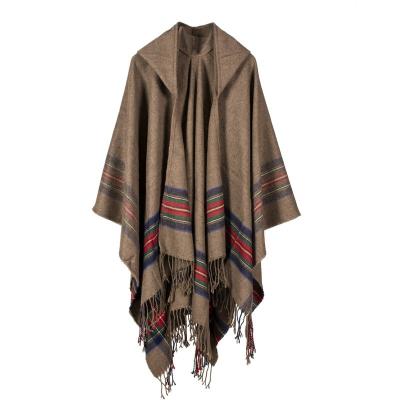 China Jacquard New Designer Plus Size Pashmina Cardigans Blanket Shawls Sweater Warm Cloak Tassel Poncho Cape With Hood for sale