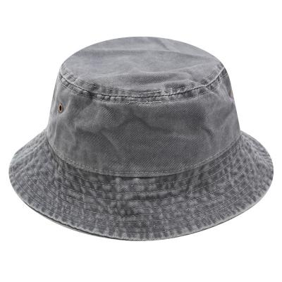 China Sunscreen Outdoor Sunscreen Hat Summer Cowboy Solid Color Fisherman Distress Washed Cotton Bucket Hat With Hole for sale