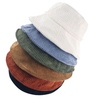 China Fashion High Quality Winter Wide Brim Fishing Hat Custom Logo Thick Solid Color Corduroy Bucket Hat For Women for sale