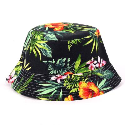 China Fashion Cheap Women Floral Printed Bucket Hat Reversible Foldable Summer Sun Protection Beach Fisherman Cap for sale