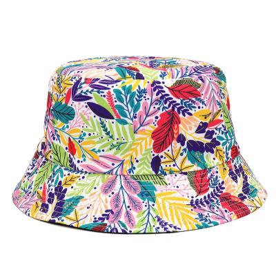 China Fashion New Arrival Women Reversible Sun Hat Lady Fisherman Cap Printed Plant Weed Leaf Floral Bucket Hat for sale