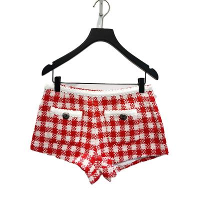 China Summer Fashion Temperament Anti-wrinkle and Plaid New Spring Wool Women's Soft Shorts for sale