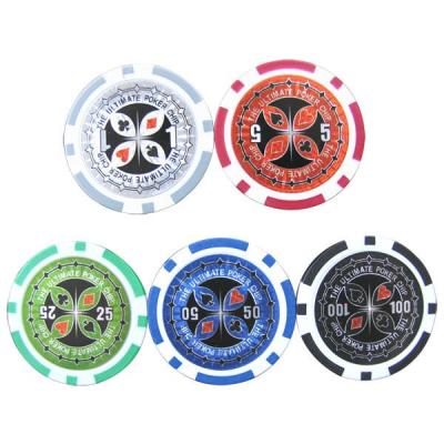 China ABS Clay Poker Chips Sticker Logo Three Colors Casino Baccarat Texas Gambling Products ABS Acrylic Iron Customize Roulette for sale