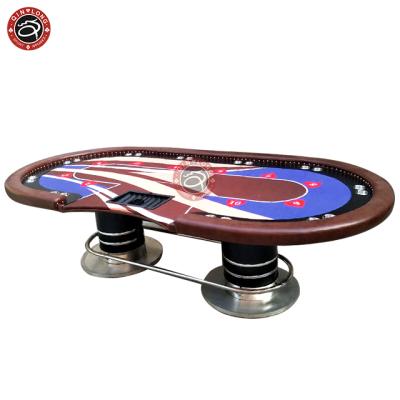 China 10 Player Deluxe Texas Poker Table Casino Poker Chips Customize LED Professnional Clay Iron Electronic ABS Brass 260*140*80cm for sale