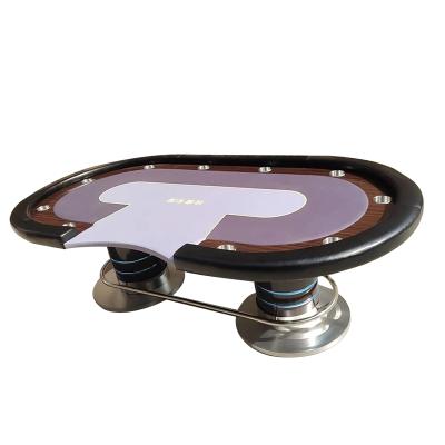 China Luxury Customization MDF+Wood+PU Texas Hold'em Baccarat Table For Casino Poker Stainless Steel Tripod for sale