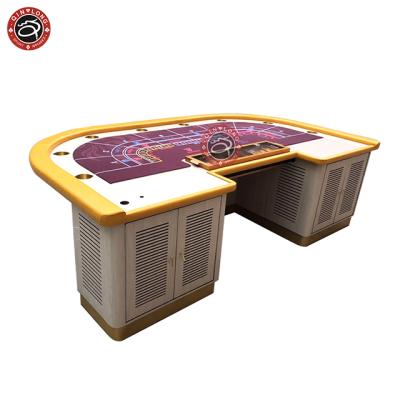 China Luxury MDF+Wood+PU Texas Poker Table With New Luxury Design Stainless Steel Leg Baccarat Texas Poker Casino Customize for sale