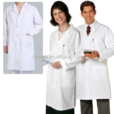 China Comfortable White Long Sleeve Officer Collar Hospital Medical Lab Uniform Doctor Clothing For Female Male for sale