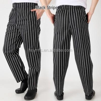 China Anti-Wrinkle Garment Factory Supply Quality Super Restaurant Baker Kitchen Cooking Striped Uniforms Striped Pants Unisex Chef Uniform for sale