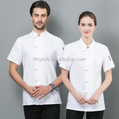 China Customized White Chef Cook Uniform Hotel Kitchen Short Sleeve Topspants Uniform Anti-pilling for sale