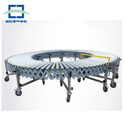 China Heat Resistant Telescopic Unloading Roller Conveyor Electric Powered Netting for sale