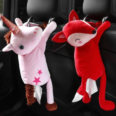 China 3D Cartoon Towel Box Storage Plush Pee Monkey Animal Style Unicorn Fox Toy Tissue Paper Holder for Car Use Bathroom Home Accessories for sale