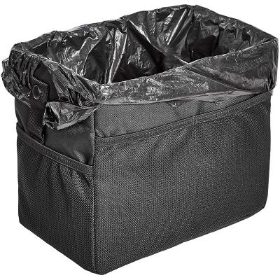 China 2021 Wholesale Base Durable Removable Liner 600D Polyester Car Accessories Storage Car Garbage Trash Organizer Can Bag Trash Can for sale