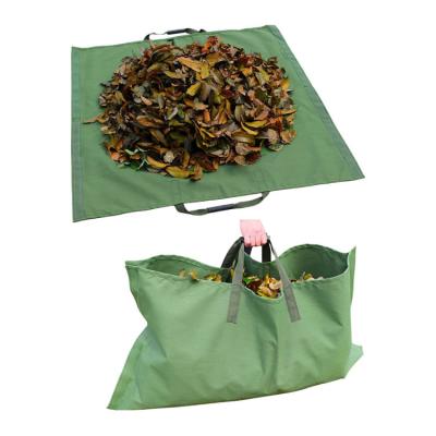 China 210D Yard Gardening Waste Bag Leaf Holder Bag Garden Waste Bag Durable Waterproof Reusable Magic Collapsible Sticker Container for sale