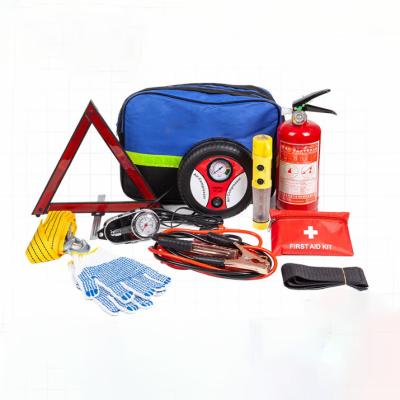 China Universal Winter Auto Roadside Aid Emergency Tool Kits Car Basics Jump Starters Fire Wire Kit Bag for sale