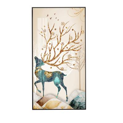 China Wholesale Modern Crystal Porcelain Painting Factory Latest Design Printing Abstract Canvas Glass Painting Frame Wall Decoration for sale