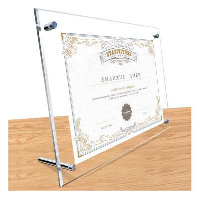 China Easy Assembly Modern Design Acrylic Picture Frame Certificate Photo Frame Document And Diploma Photo Frame Wholesale for sale