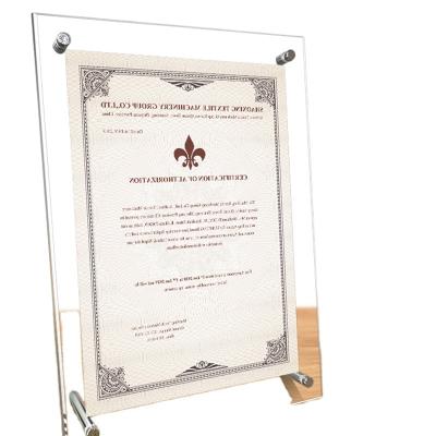 China High Quality Easy Assembly A6 Viewer Crystal Glass Table Certificate DocumentPhoto Frame for sale