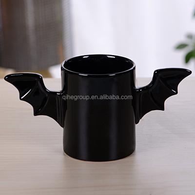 China QiHe 3D Disposable Industry Batman Mug Coffee Milk Tea Cup Creative Ceramic Bat Mug for sale