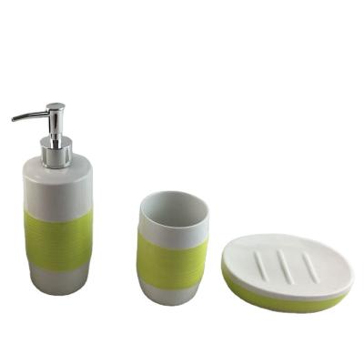 China Factory Sustainable New Arrival NBCU Bathroom Set Ceramic Toothbrush Holder Dish Bath for sale