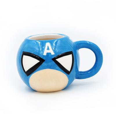 China Special Captain America Mug Version Viable Ceramic Cartoon Character Q 3d Coffee Mug Design for sale