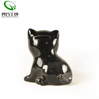 China Black Funny Ceramic Bat Money Bank Coin Boxes Custom Saving Ceramic Animal Piggy Bank for sale