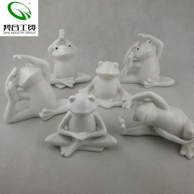 China India ceramic yoga frog figurine for garden decoration porcelain yoga frog decoration for sale