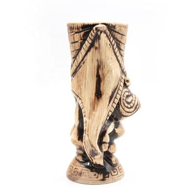 China Sustainable Wholesale Ceramic Tiki Bar Mug 500ml Custom Tiki Mug for sale