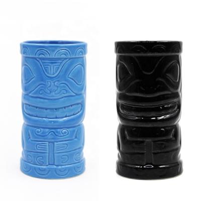 China Sustainable 350ml ceramic tiki mug for bar tiki cocktail cup custom tiki mugs set for bar and for home drinking for sale