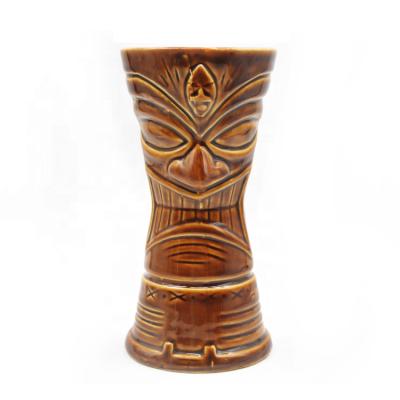 China Custom island kon tiki mug statue ceramic tiki mug workable for cocktail bar for sale