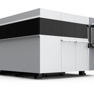 China Enclosed Cnc Fiber Laser Cutting Machine Metal Material For Cut SS MS Te koop