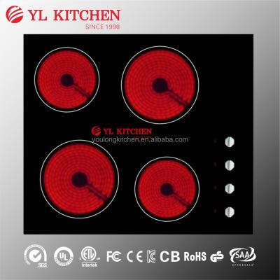 China 4 Ceramic / Glass Burners 6000W Ceramic / Infrared Hob With Knob Control for sale