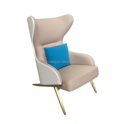 China Modern Leisure Chair Designer Customized Color Living Room Leisure Sofa Chair Stainless Steel Leather Legs for sale