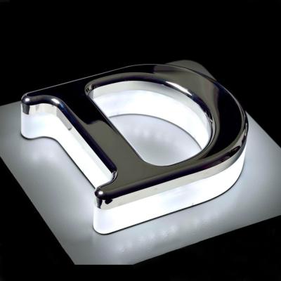 China Buildings Custom 3D Alphabet Letters Stainless Steel Advertising LED Illuminated Electronic Signs For Store for sale