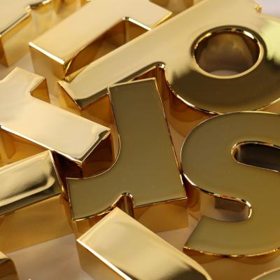 China Non glowing shiny gold plated alphabet without mini sign stainless steel border for sale