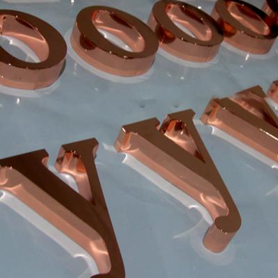 China Popular Pink Gold Titanium Coating Commercials Plating Finish Stainless Steel Metal Light Letters Solar Powered Led Signs Led Sign For Bus for sale