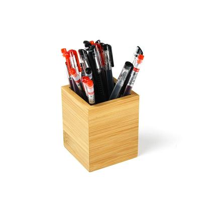 China Multi Purpose Use Pencil Cup Holder Office Desktop Wire Storage Box Bamboo Pencil Holder for sale