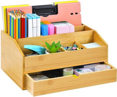 China CLASSIC Eco Friendly Bamboo Crate Storage Desk File Organizer Rack With Drawer for sale