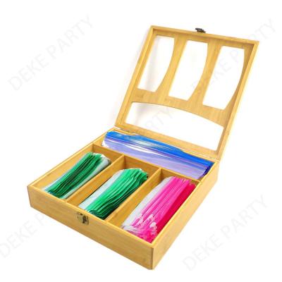 China Sustainable Multifunctional Bamboo Ziplock Bag Storage Box For Kitchen Drawer for sale