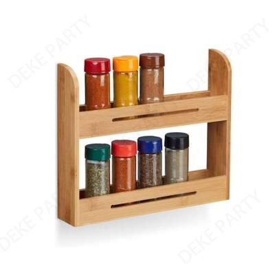 China 2022 hot sale kitchen products kitchen tableware storage plant 2 tier artificial bamboo wooden wall shelf viable for sale