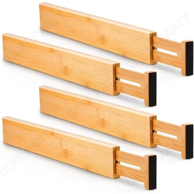 China Expandable Natural Bamboo Wooden Organizer CLASSIC Household Items Bedroom Drawer Divider Drawer Dividers for sale