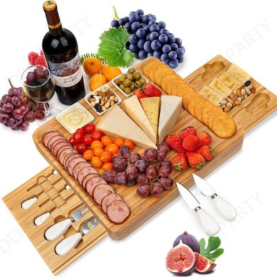 China Stocked Rectangular Classic Charcuterie Cheese Boards With Knives Set Board Meat Cheese Serving Platter for sale