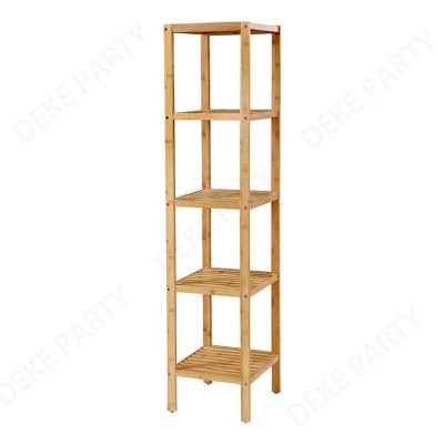 China Stocked 5 Layers Adjustable Bamboo Shelf Organizer Storage Unit Shelving Rack Storage for sale