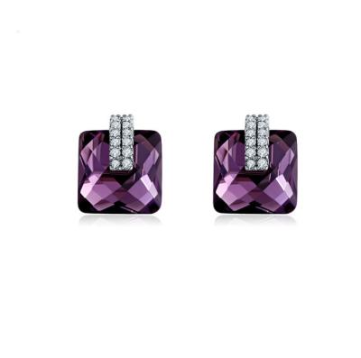 China Onier New Arrival Casual/Sporty Exquisite Natural Stone Earrings Adjust Simple Purple Gold Stud Stone Earrings for sale