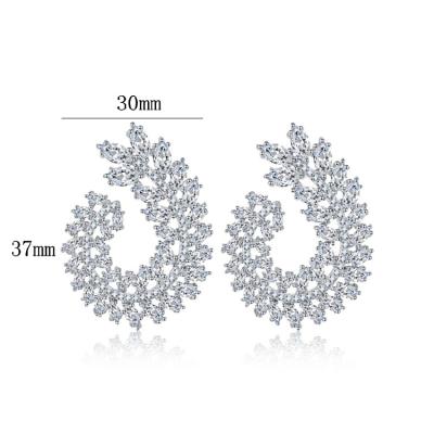 China Onier Dubai Diamond Earrings Silver White Gold Brazil Jewelry Luxury High Quality Earrings For Party for sale