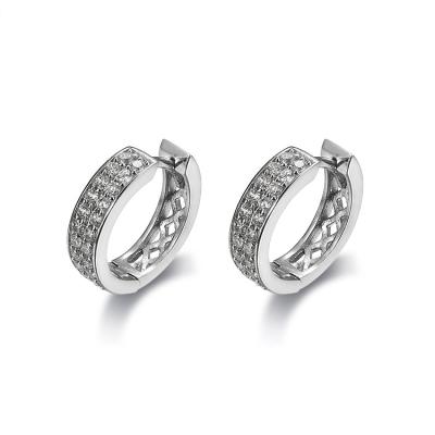 China Onier fashion silver rhodium plated double c earrings white zircon hollowed out earing for girl for sale