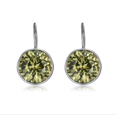 China New High Quality Single Crystal Earring Children Silver Sterling Silver Onier Earring Charm Circle Natural Green Earring for sale