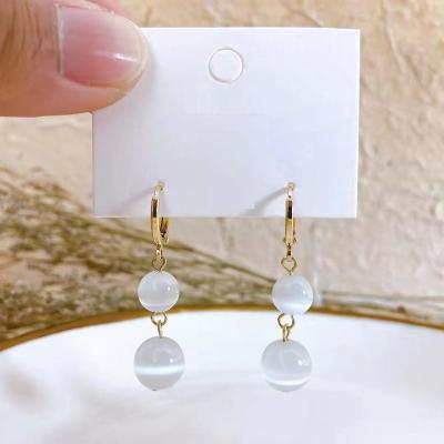 China Casual/Sporty Onier 2022 Latest 925 Sterling Silver Gold Real Opal Long Design Drop Opal Earrings For Girl for sale