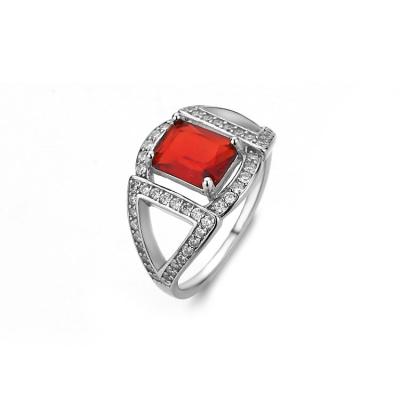 China Onier Men's Silver Red Stone Ring 925 Fashion Ring New Big Silver CZ Men's Ring for sale