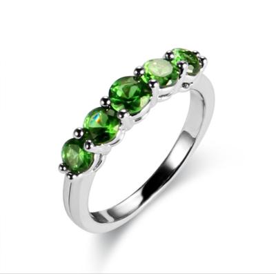 China Latest Silver Onier 925 Women Solid Silver Round Jewelry Rings Green Stone 5 Wedding O-Ring Any Size for sale