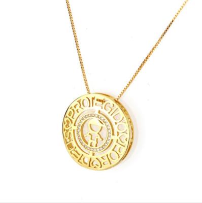 China Brass Welcome Different White Silver Plating 18K/24K Gold Plating Round Pendant Necklace for sale